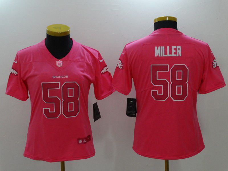 Women Denver Broncos #58 Miller Pink Nike Vapor Untouchable Limited NFL Jerseys->->Women Jersey